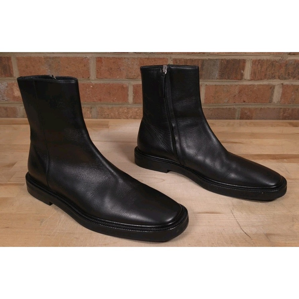 Acne Studios Black Leather Ankle Boots EU Size 38 US 8 Made in Italy Side Zip